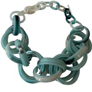Rush by Denis & Charles Large Resin Graduated Hoop Statement Necklace Green Teal